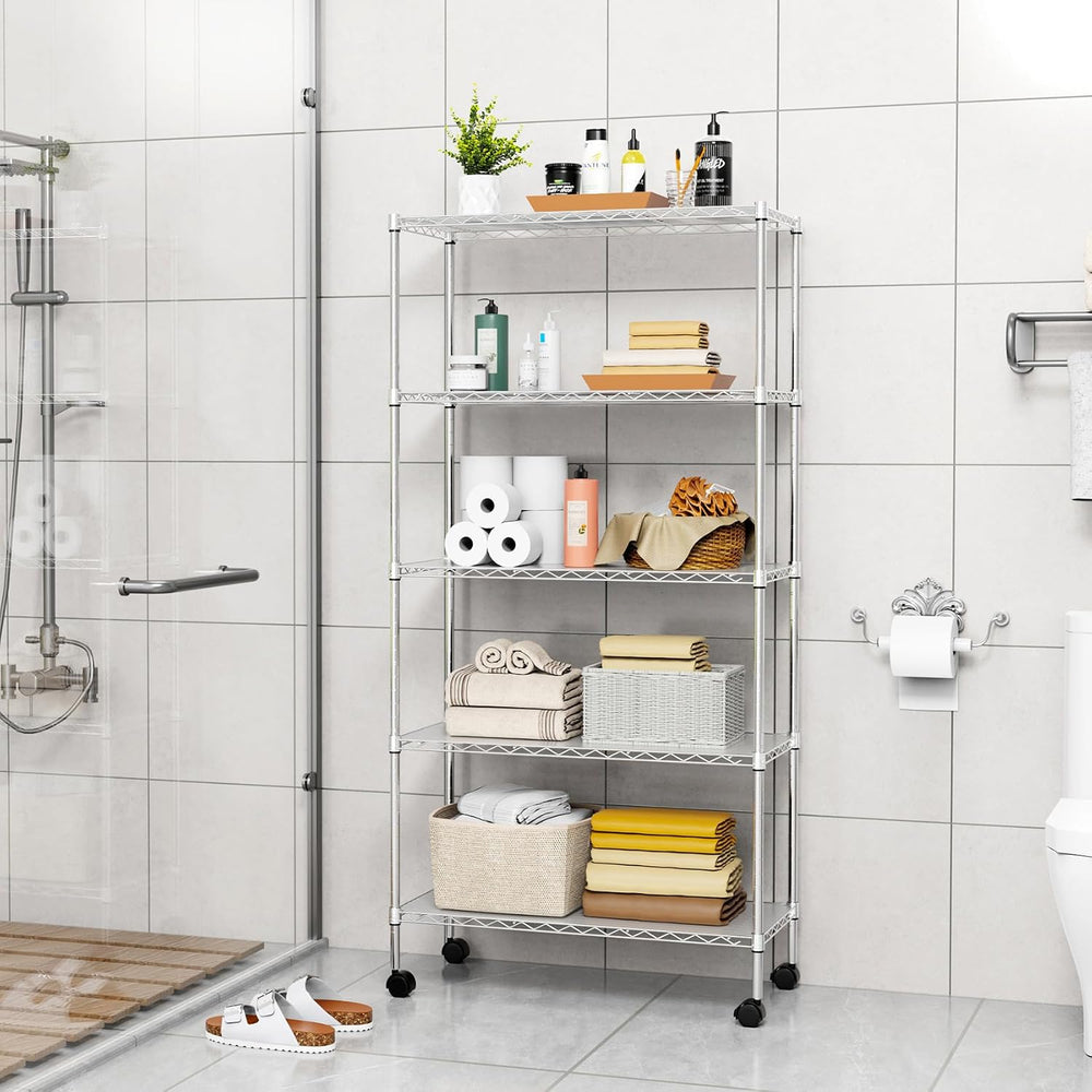 5 Tier NSF Wire Shelf Shelving Unit, 14 x 30 x 60 Inch 750lbs Capacity Adjust...