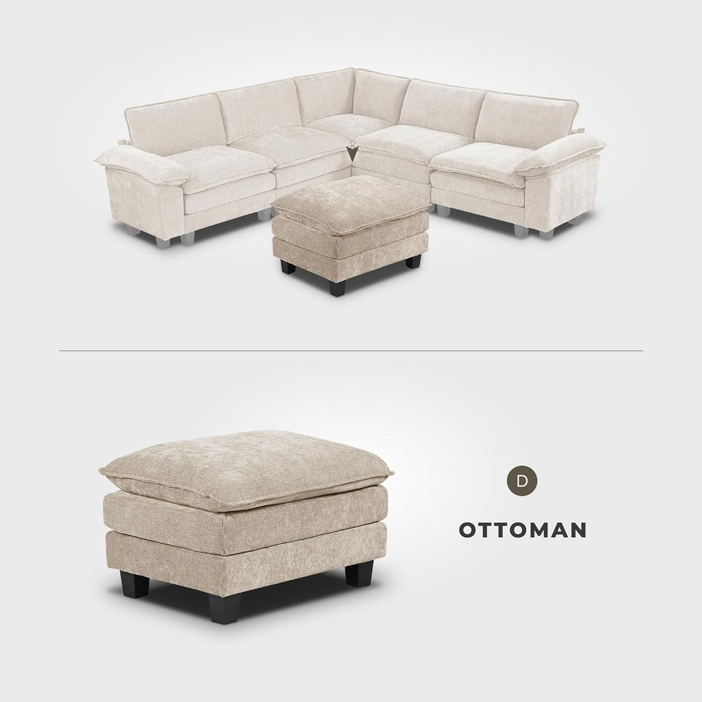 Lexicon Chenille Upholstered Rectangle Ottoman, Foot Stool, Black Faux Wood F...