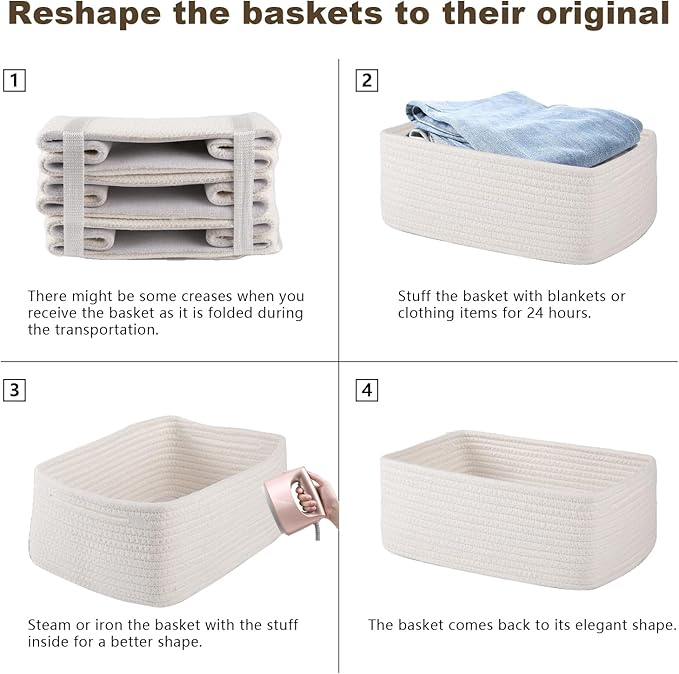 3 Pack Small Storage Baskets for Organizing, Cute Woven Decorative Gift Baskets - Image 7