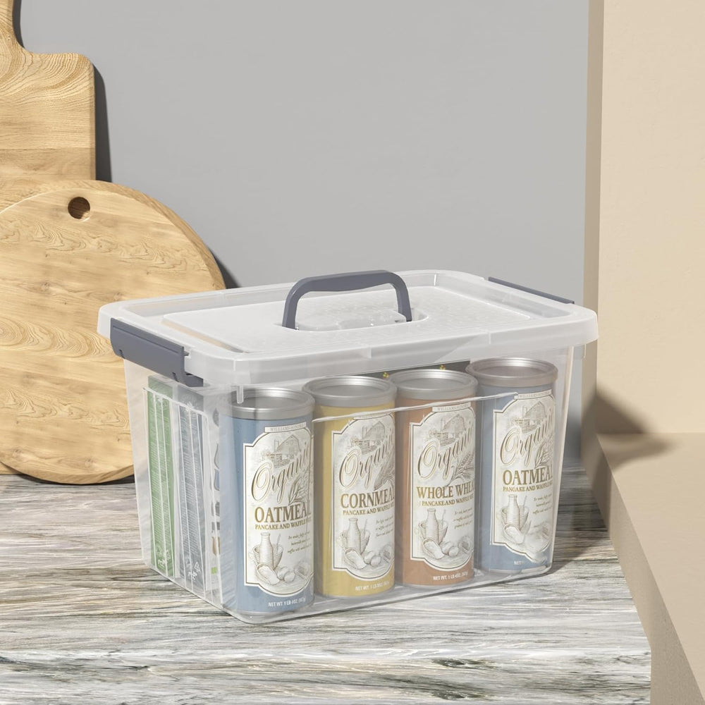 6-Pack 10 Quart Clear Latching Bin with Handle, Plastic Storage Box