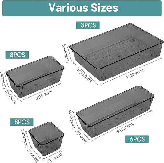 WOWBOX 25 PCS Plastic Drawer Organizer Set, Desk Drawer Divider Organizers and - Image 2