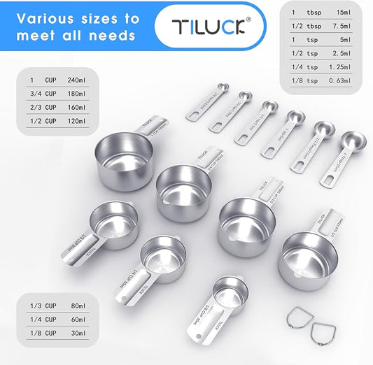 TILUCK Stainless Steel Measuring Spoons Set, Coffee Scoop Spoon, Kitchen Gadgets - Image 2