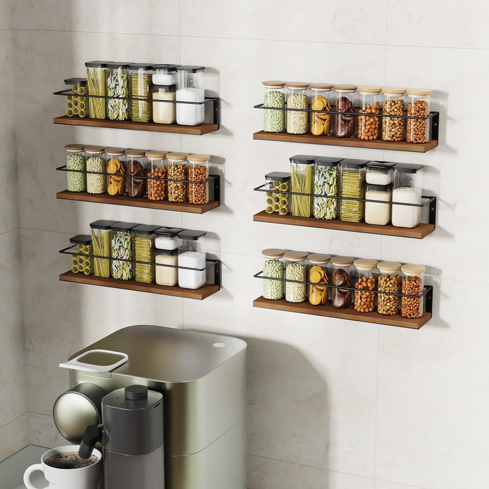 Spice Rack Self-Adhesive or drilling, Rustic Style Hanging Spice Rack, Spice ...