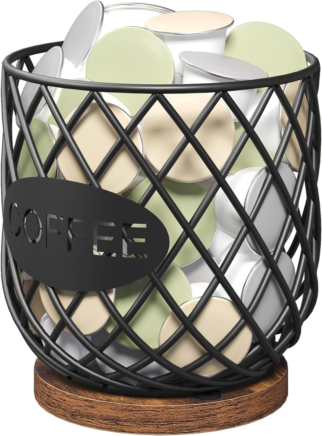Coffee Pod Holder Organizer, Holder for K Cup, Large Capacity Coffee Pod Basket, Versatile Coffee Capsule Storage Organizer, for Kitchen Countertop, Rustic Brown KH09BR