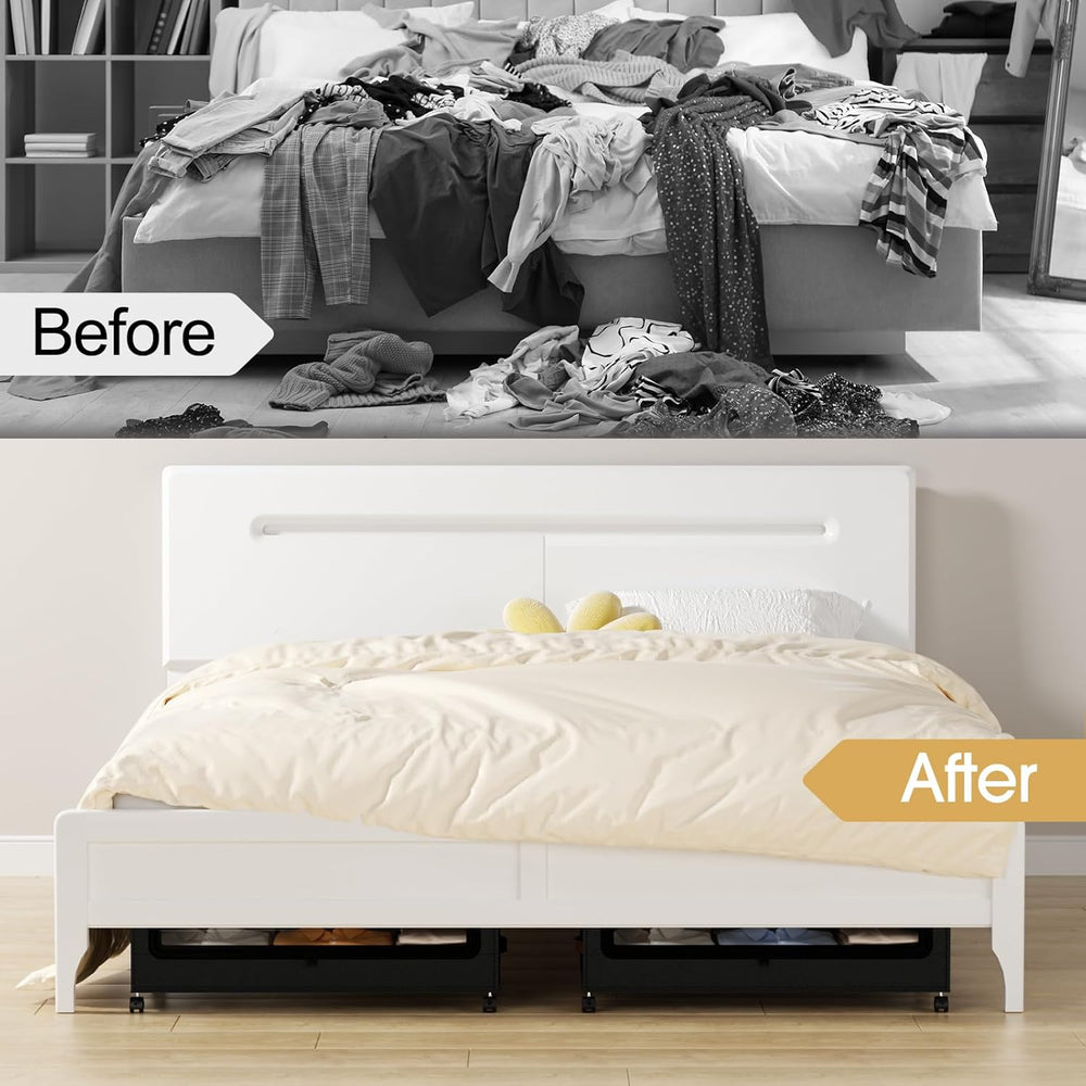Yecaye 60L Under Bed Storage with Wheels, 4 Pack, Black