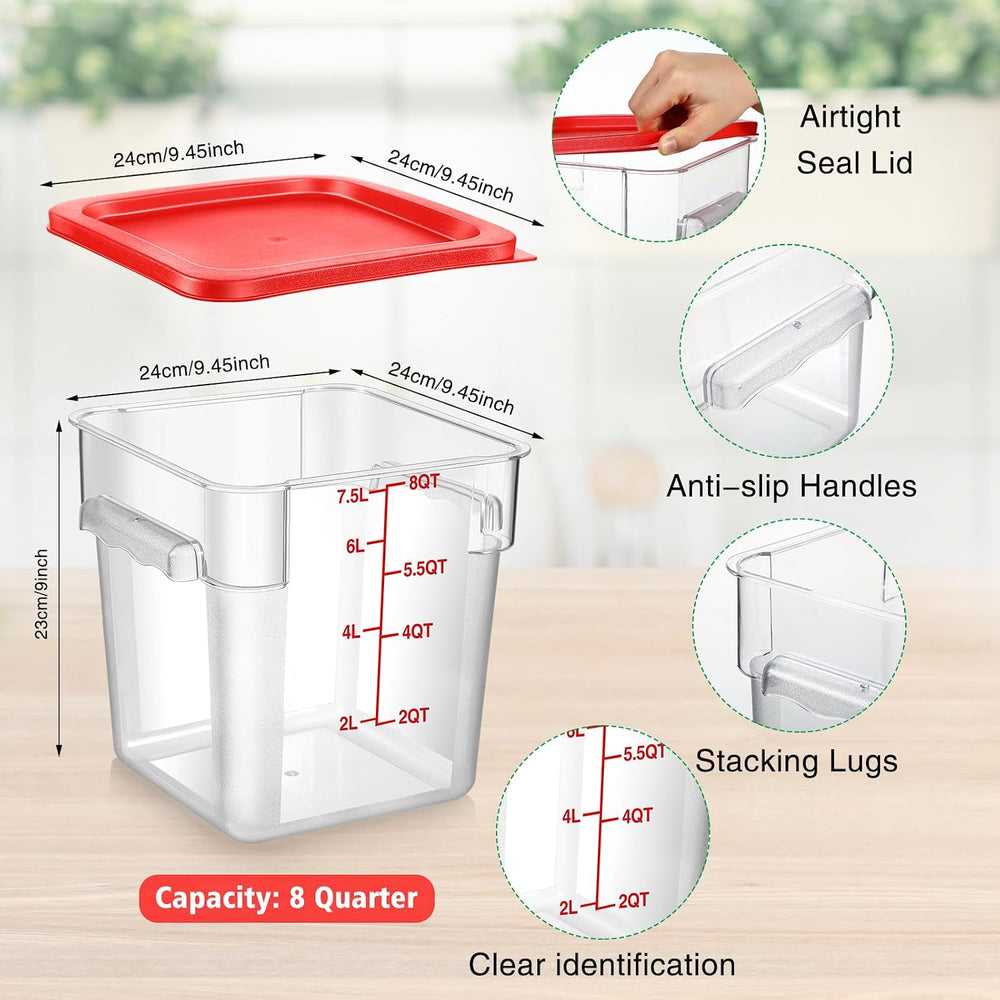 Suclain 2 Pcs Square Food Storage Container Polycarbonate Clear Food Containe...