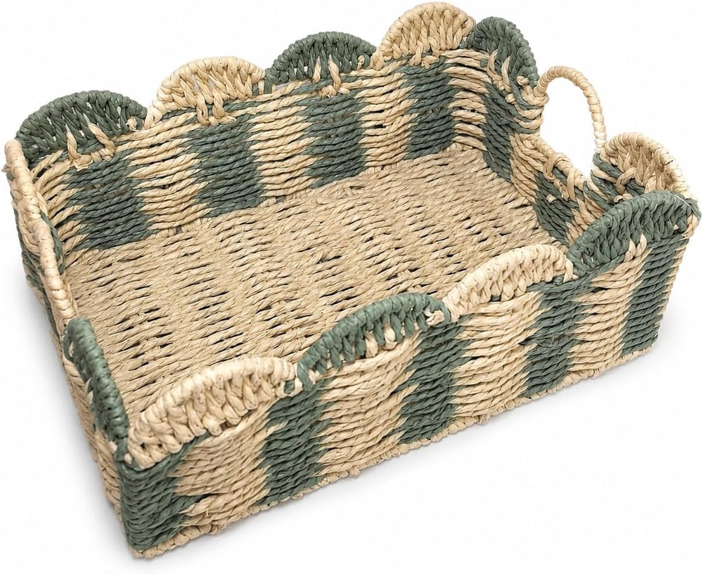 Rectangular Boho Decor Bin,Handmade Paper Rope Basket,Large
