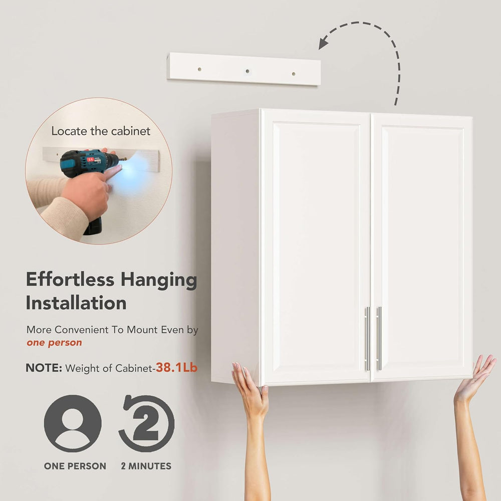 NEWOWNDS 30’’W Kitchen Cabinets Wall Mounted, Wall Cabinet Storage with Adjus...