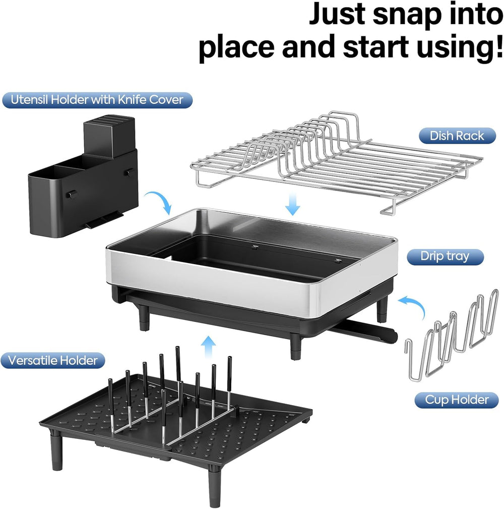 Urackify Expandable Dish Drying Rack, Stainless Steel, Large Capacity