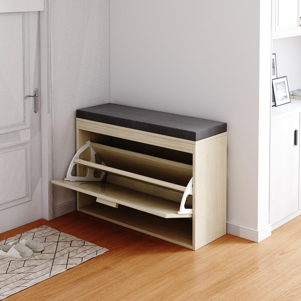 Shoe Storage Bench with Padded Seat Cushion, Hallway Bench Shoe Cabinet Shoe ...