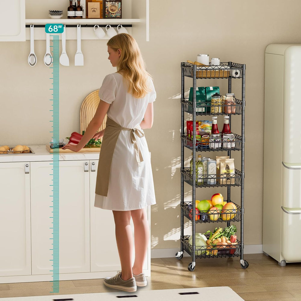 SINGAYE 6 Tier Shelf Wire Shelving Adjustable Storage Shelves Basket Rack