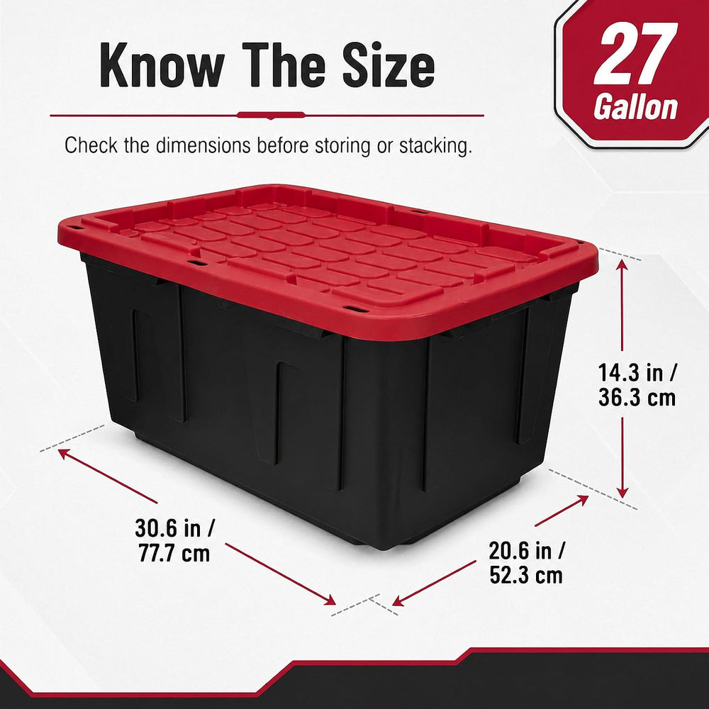 27 Gallon Heavy Duty Storage Bin 4-Pack Stackable Garage Tote for Racks