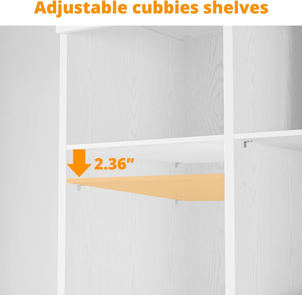 IRONCK Tall Shoe Storage Cabinet with Adjustable Shelves and Cubbies, White