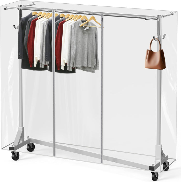 Simple Houseware Industrial Grade Z-Base Garment Rack w/Cover Tube Bracket