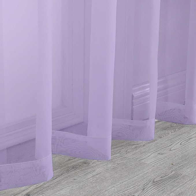 Chyhomenyc Sheer Lilac Tier Curtains 24 Inch Length, Small Window Curtains - Image 9