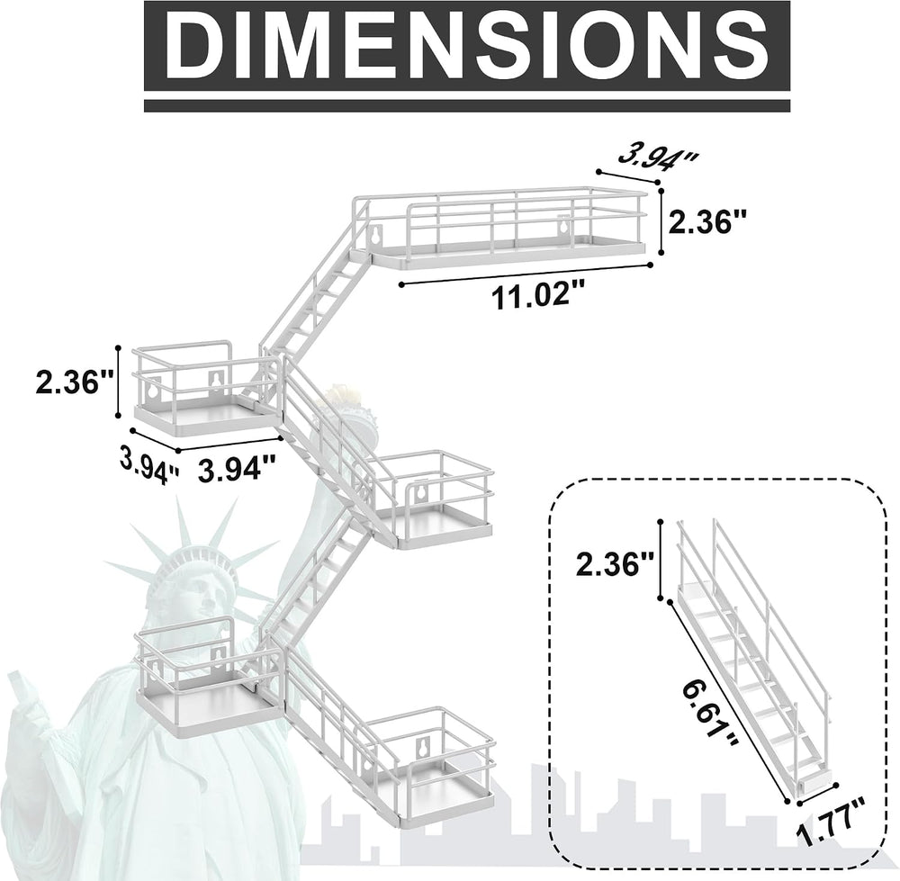 Fire Escape Shelf - 5 Tier Metal White Fire Escape Wall Shelves with Baskets,...