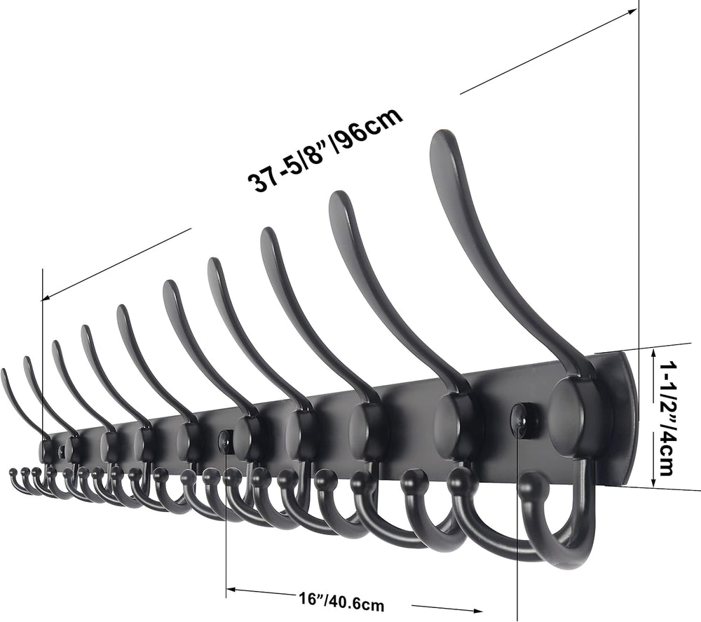 WEBI Coat Rack Wall Mount,37 5/8" Long,10 Hooks,Coat Hooks Wall Mounted,...