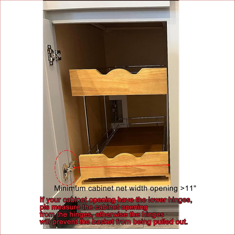 DINDON 2 Tier Pull Out Cabinet Organizer (11" W x 21" D) Slide Out ...