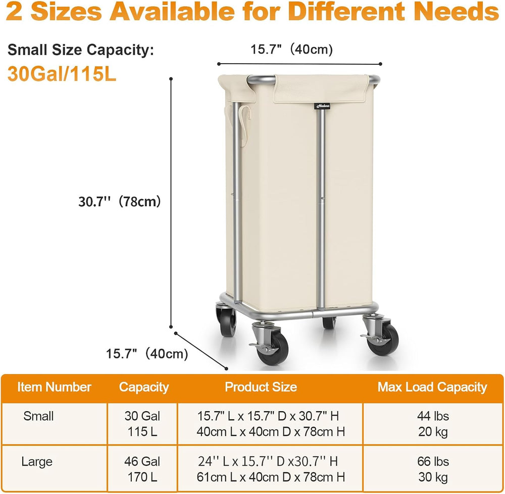 Hodonas Laundry Basket with Wheels, 115L Rolling Laundry Hamper Large Dirty C...
