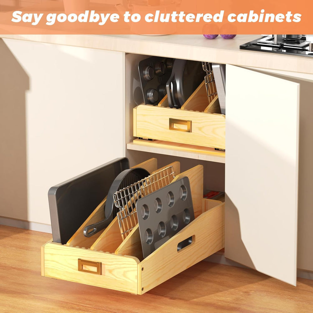 Pull Out Organizer for Cabinets, Baking Sheet Organizer