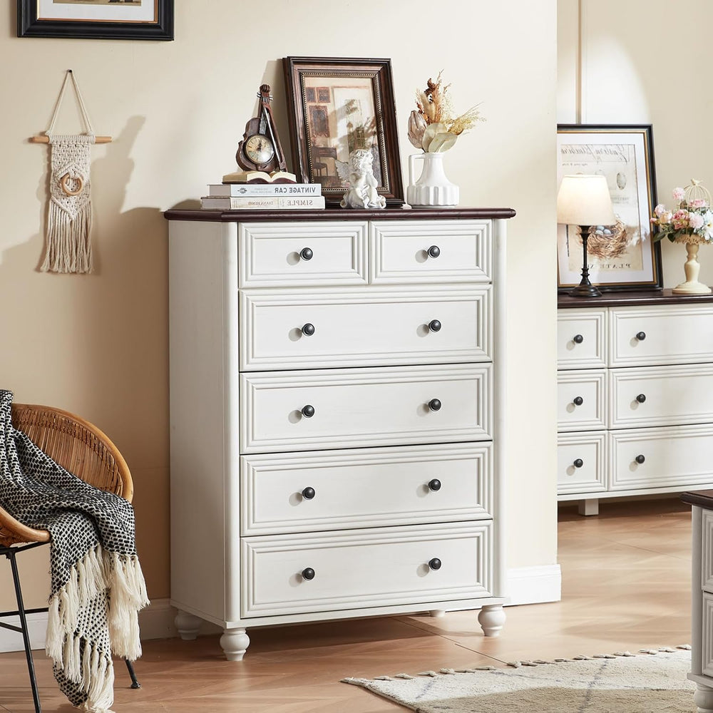 RWYHG Farmhouse 6 Drawer Dresser Set of 2, Chest of Drawers for Bedroom