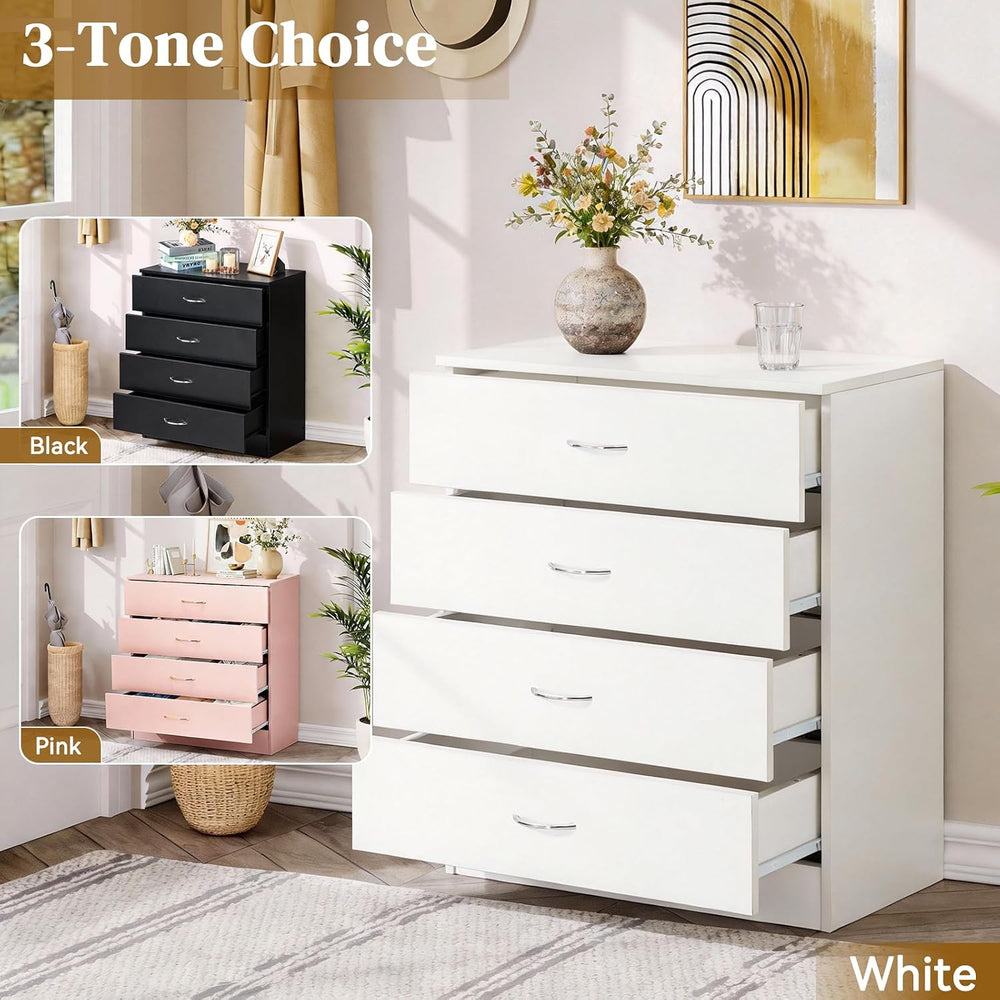 Karl home White 4 Drawer Dresser, Modern Small Chest of Drawers