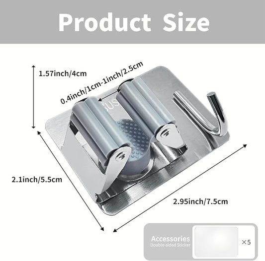5 Pack Mop and Broom Holder Wall Mount, Mop Broom Organizer - Image 2
