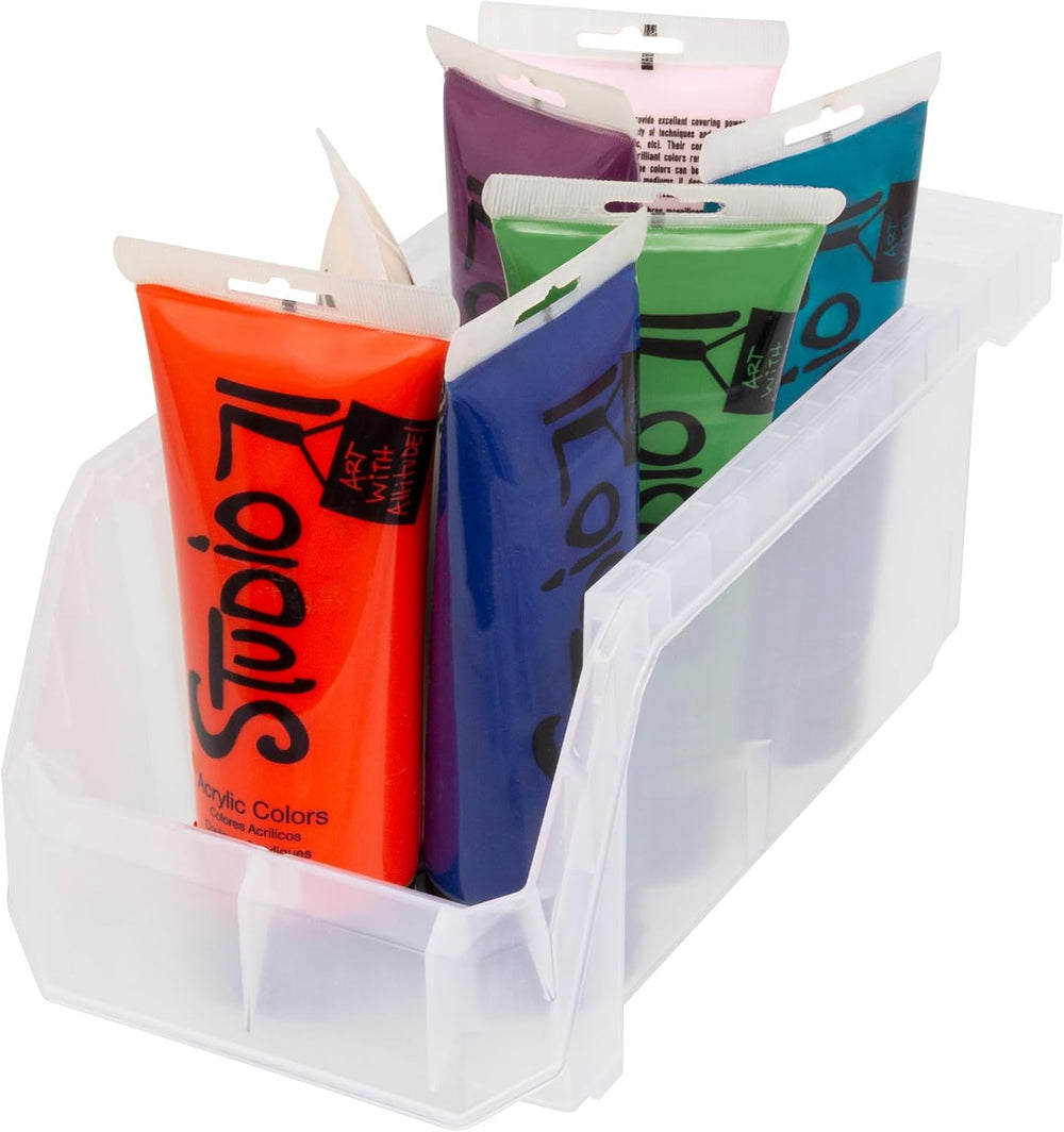 ReadySpace Medium Stackable Plastic Storage Bins, 8-Pack, Clear