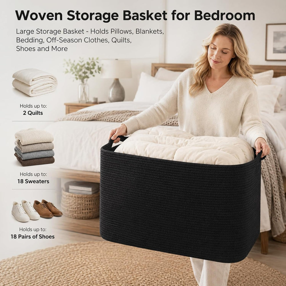 OIASKET 108L Extra Large Blanket Basket Living Room, 24.8" x 16.2" ...