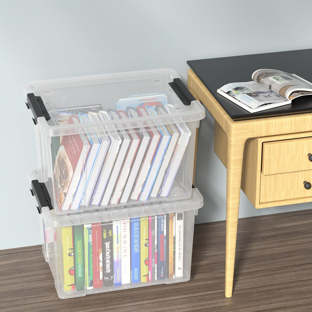 40 Quart Plastic Storage Bin with Lid, Clear Storage Tote Bin, Pack of 4