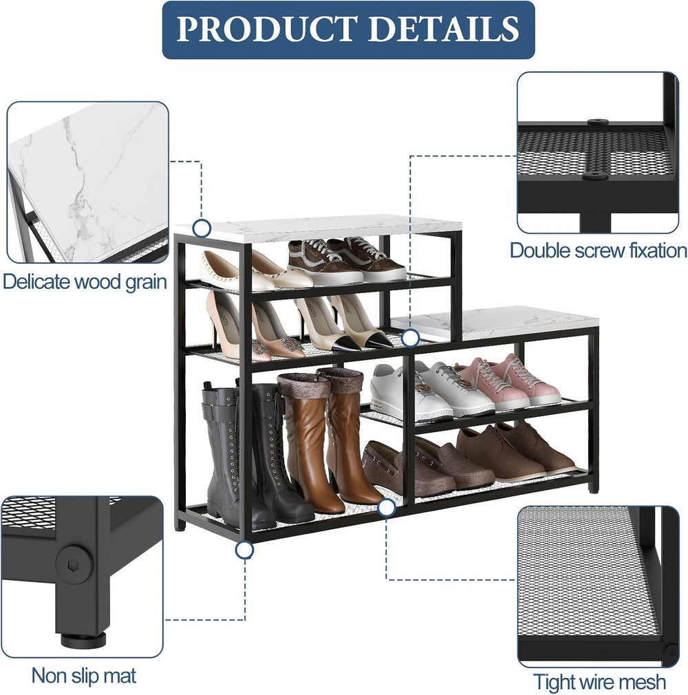 Shoe Rack Bench for Entryway,Free Standing Shoe Storage Organizer for Front D...