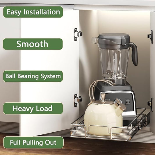 Pull Out Cabinet Organizer 14½" W x 21½" D, Heavy Duty Cabinet Pull Out Shelves - Image 2
