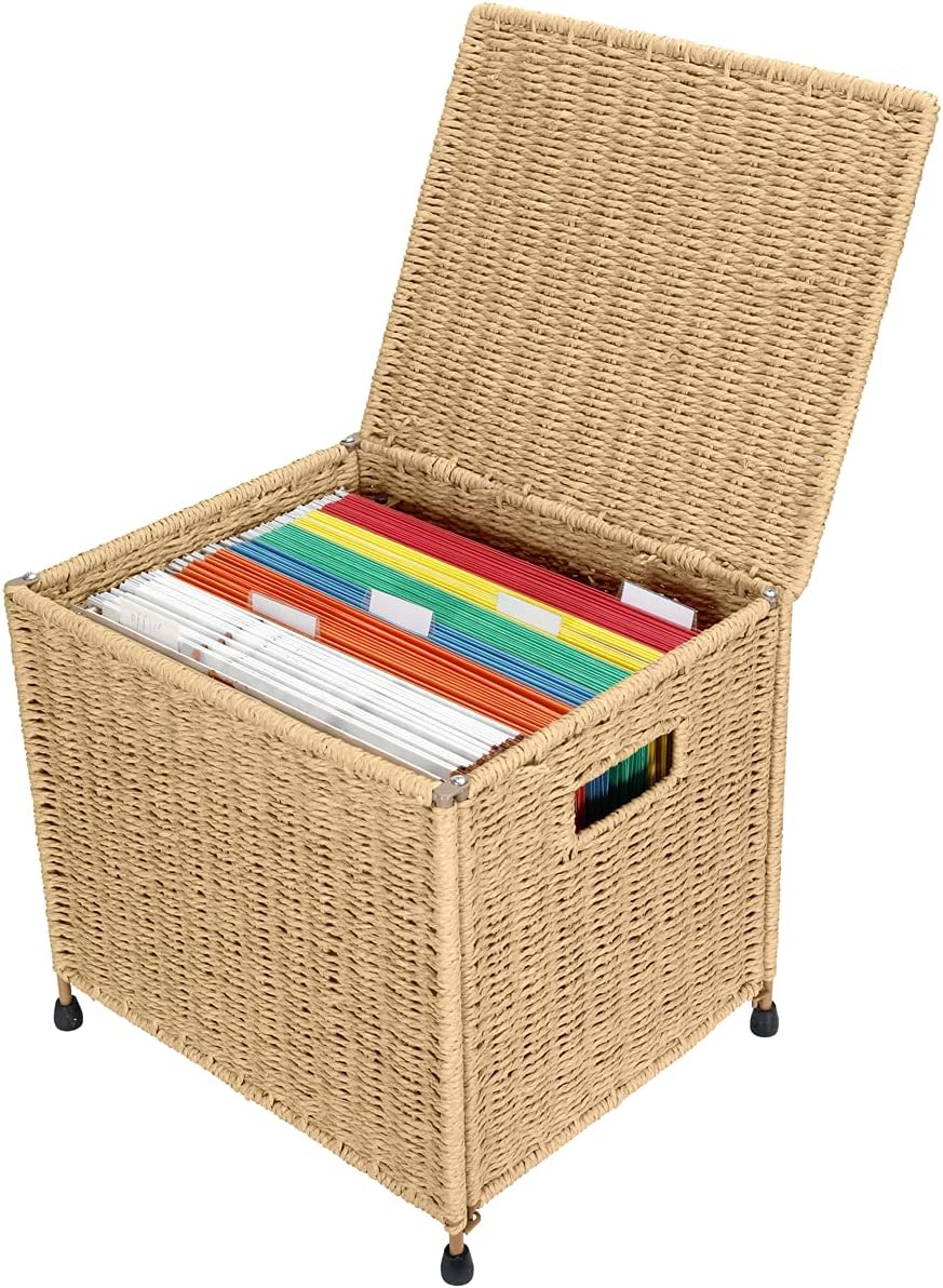 URFORESTIC Seagrass File Filing Cabinet File Box Organizer | Collapsible Lett...