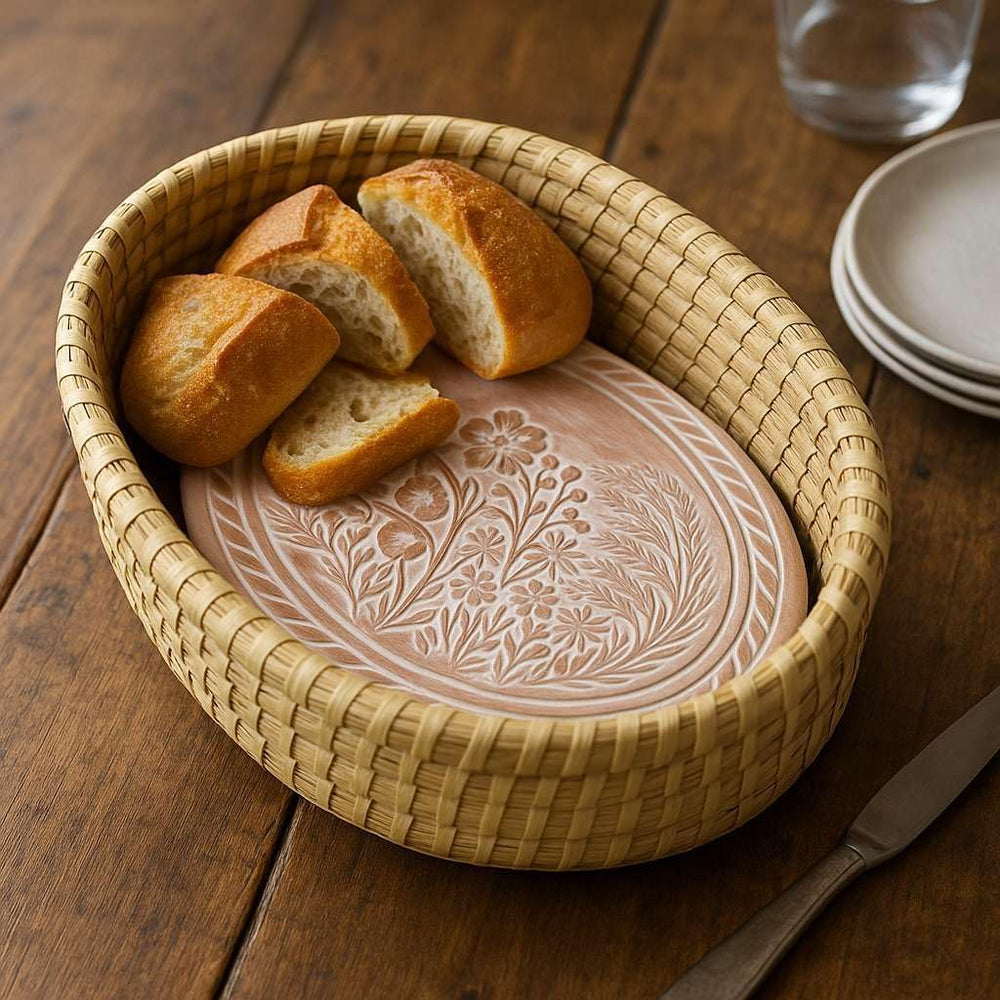 Bread Basket with Terracotta Warmer, Bread Basket for Serving, Sized 12.5&quo...
