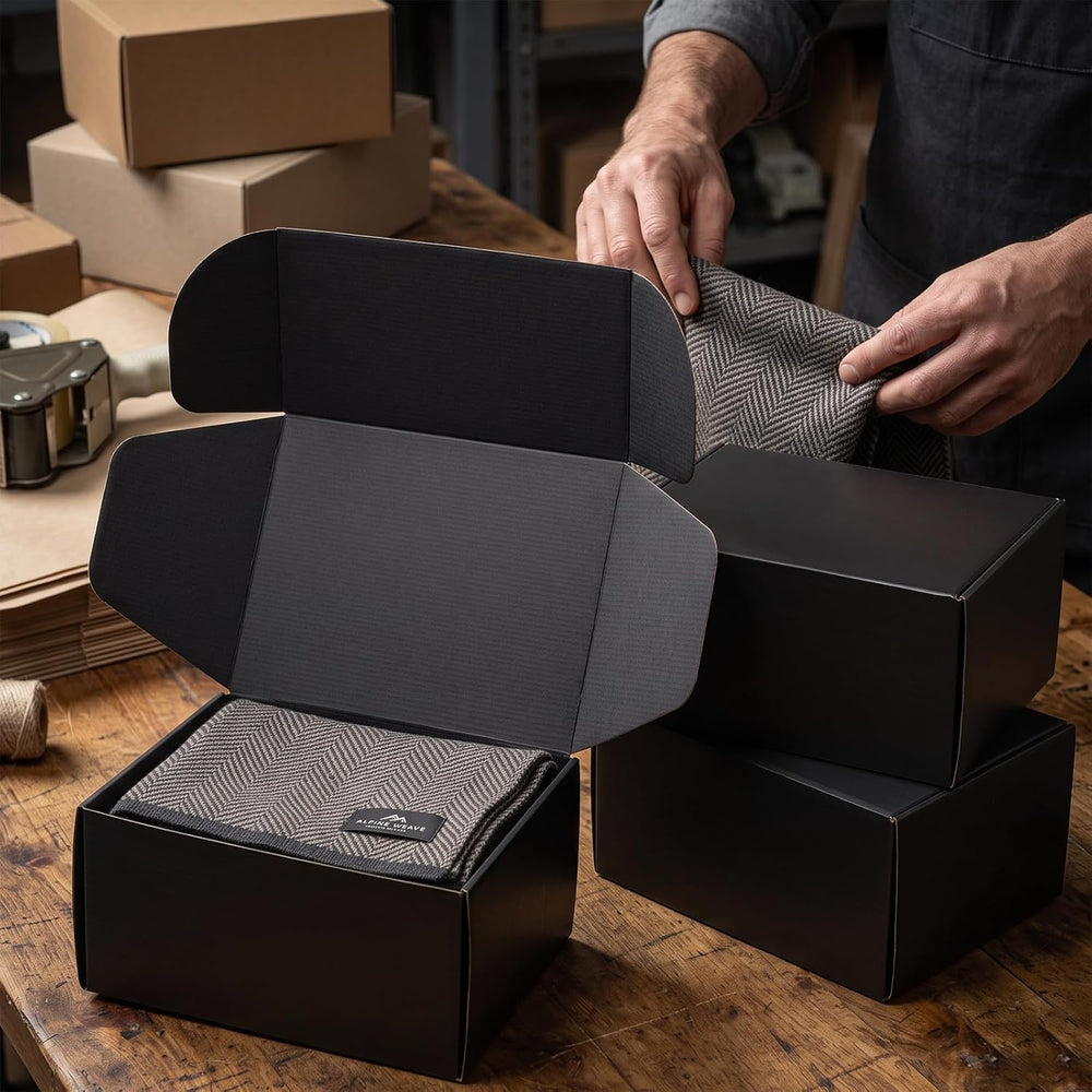Timirog Black Shipping Boxes 12x9x6 Inches 16 Pack Corrugated Cardboard