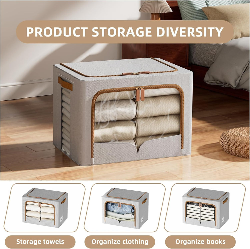 FHSQX 6 Pack Clothes Storage Bins with Metal Frame