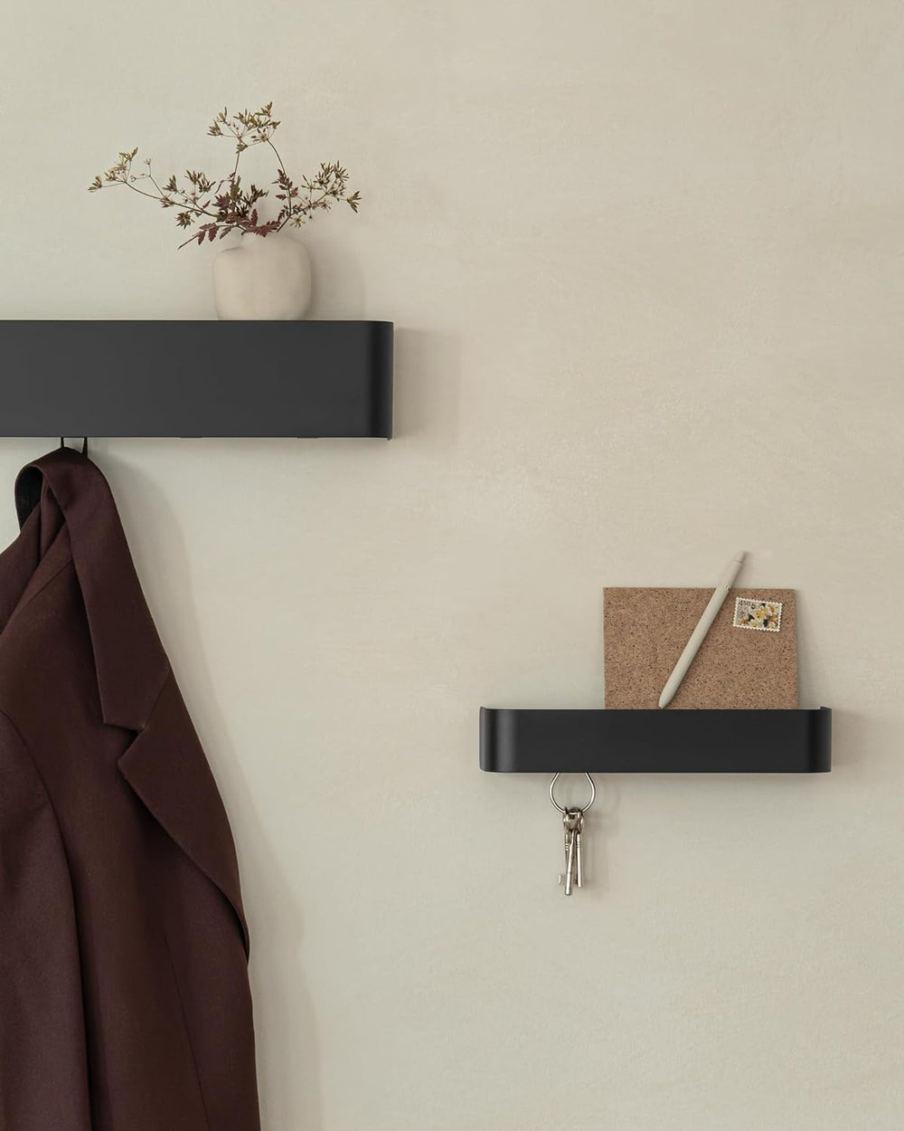 Kazai. Coat Rack Wall Mount with Shelf 'Tone' | Modern Design Coat Ha...