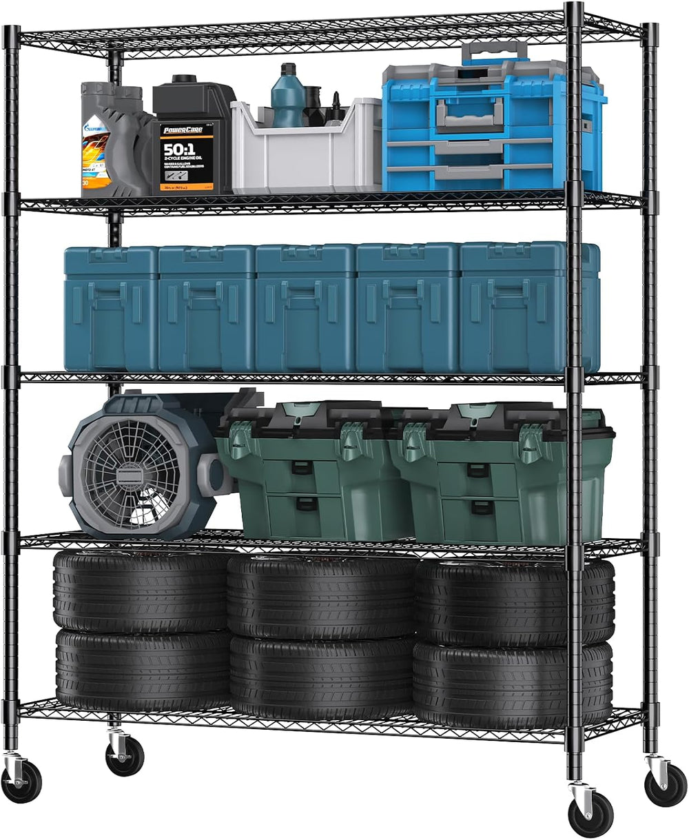 Himimi 82" H Storage Shelves 5 Tier Metal Shelving Adjustable Wire Shelf