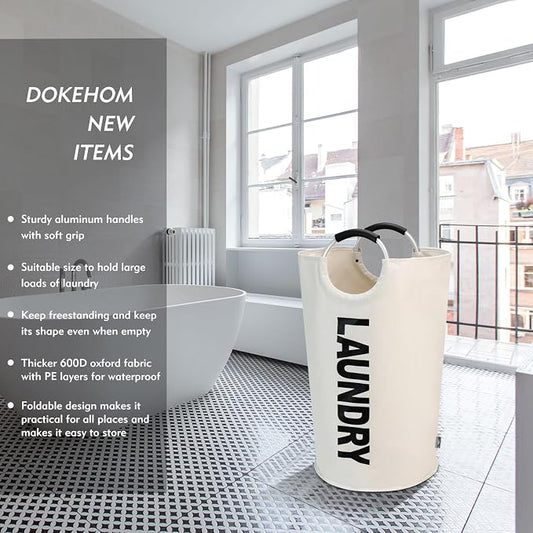 DOKEHOM 125L X-Large Laundry Basket, Collapsible Laundry Bag, Freestanding Tall - Image 2