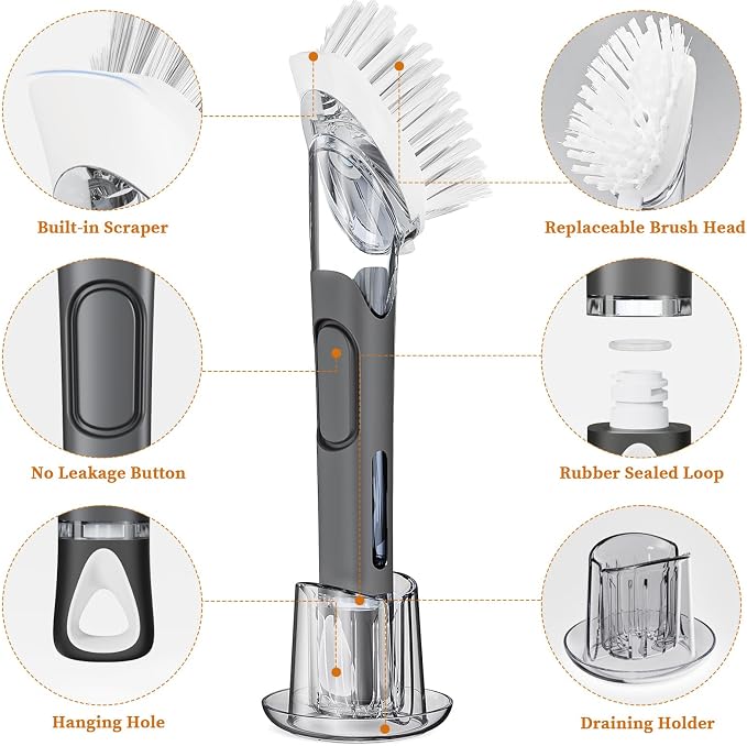 Soap Dispensing Replacement Dish Brush Storage Set - Image 7
