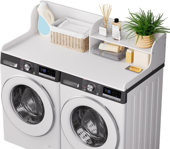 Washer Dryer Countertop with Shelf,2 Tier,White