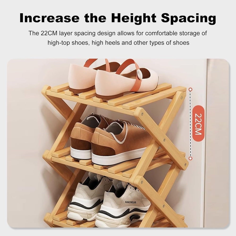 YYW Bamboo Shoe Rack, Foldable Vertical Free Standing Shoe Storage Shelf