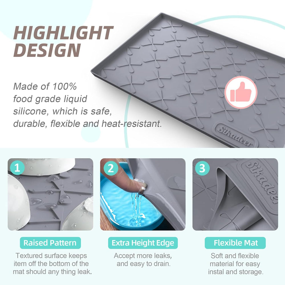 SIKADEER 34" x 19" Under Sink Mat Waterproof , Silicone Mat Kitchen...