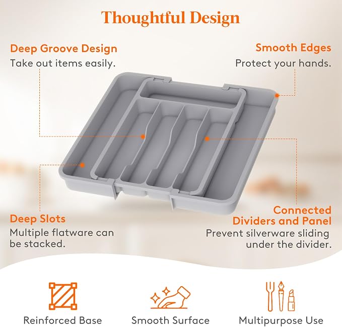 Lifewit Silverware Drawer Organizer, Expandable BPA Free Utensil Tray - Image 7