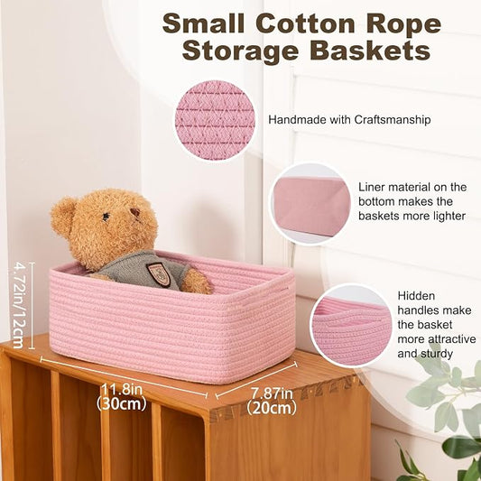 3 Pack Small Storage Baskets for Organizing, Cute Woven Decorative Gift Baskets - Image 2