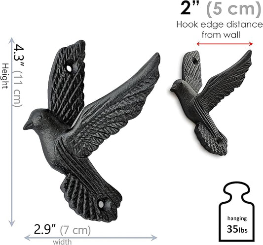 Ambipolar Flying Style Iron Cast Decorative Pigeon Bird Wall Mounted Coat Hooks - Image 2