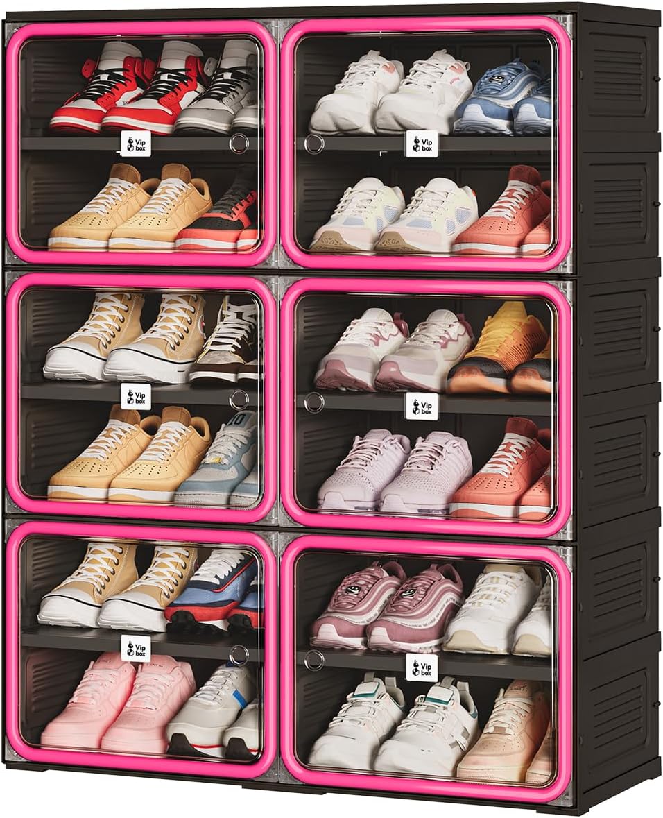 Vipbox No Assembly 6 Tier Collapsible Shoe Rack, 24 Pairs Foldable Shoe Stora...