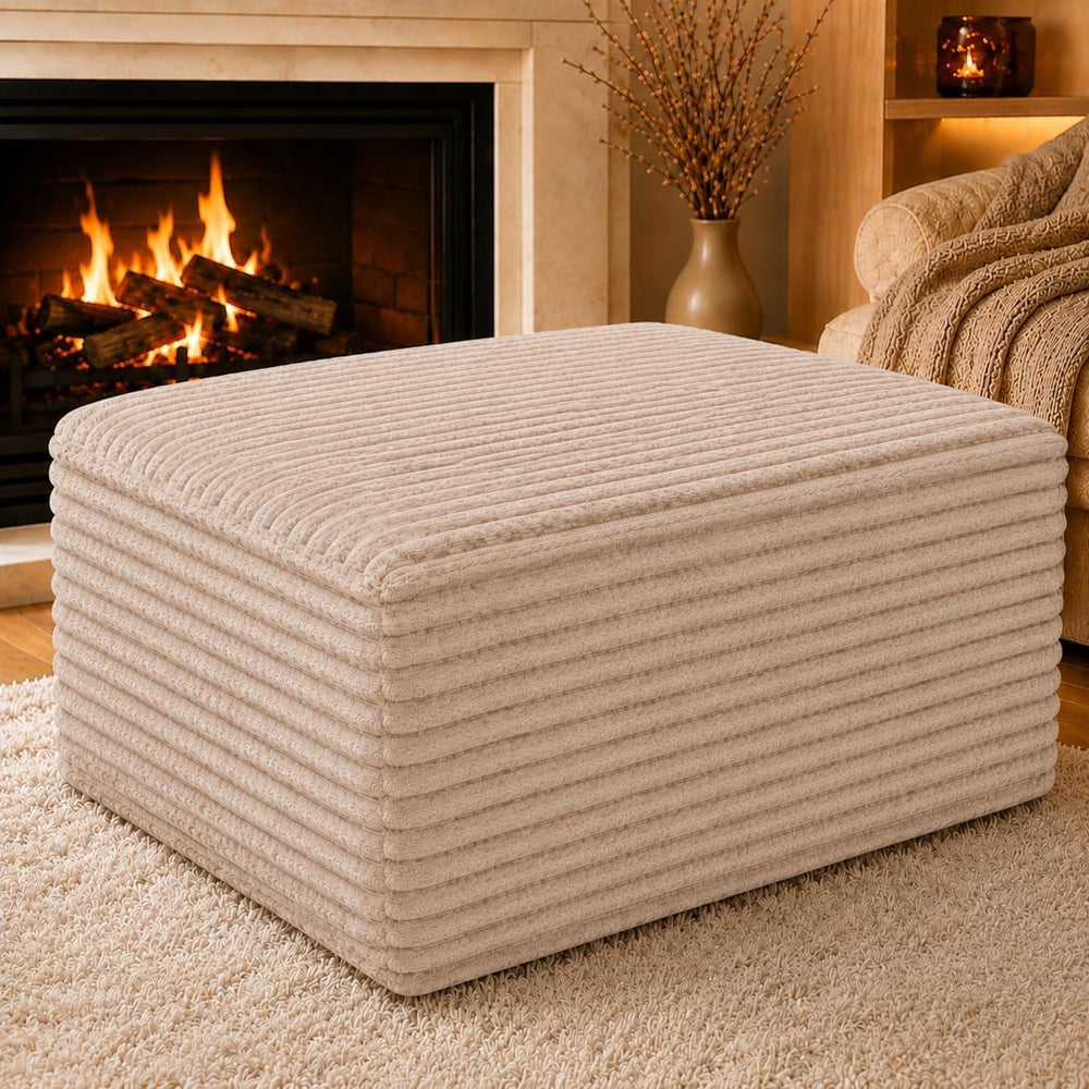 25.6" Ottoman Foot Rest for Couch,Plush Corduroy Rectangle Ottomans,Upho...
