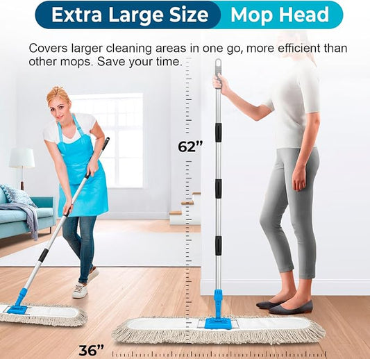 36” Commercial Dust Mop for Floor Cleaning, Industrial Dry Mop - Image 2
