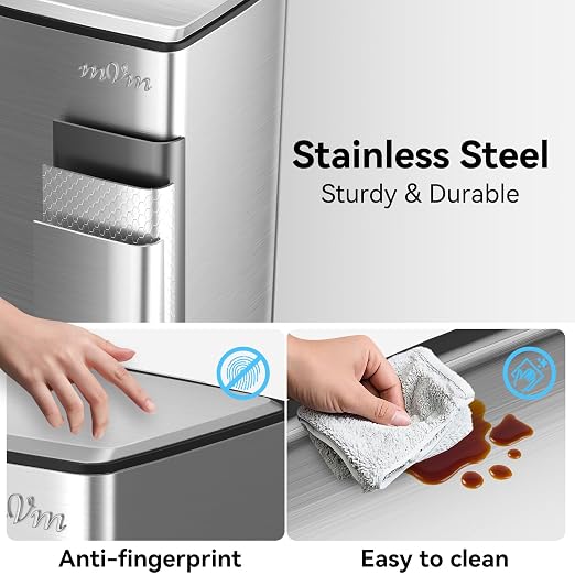 mVm 10.6 Gallon Kitchen Step Trash Can, Soft-Close and Foldable Foot Pedal - Image 2